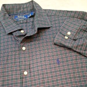Polo Ralph Lauren Men's Navy Green Red Plaid Button Up Shirt Performance Sz XL
